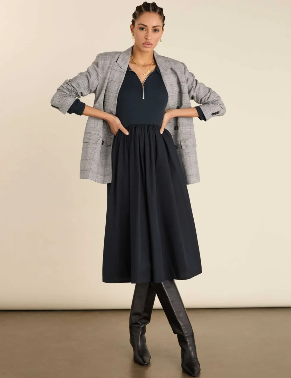 Pure Cotton Midi Waisted Dress