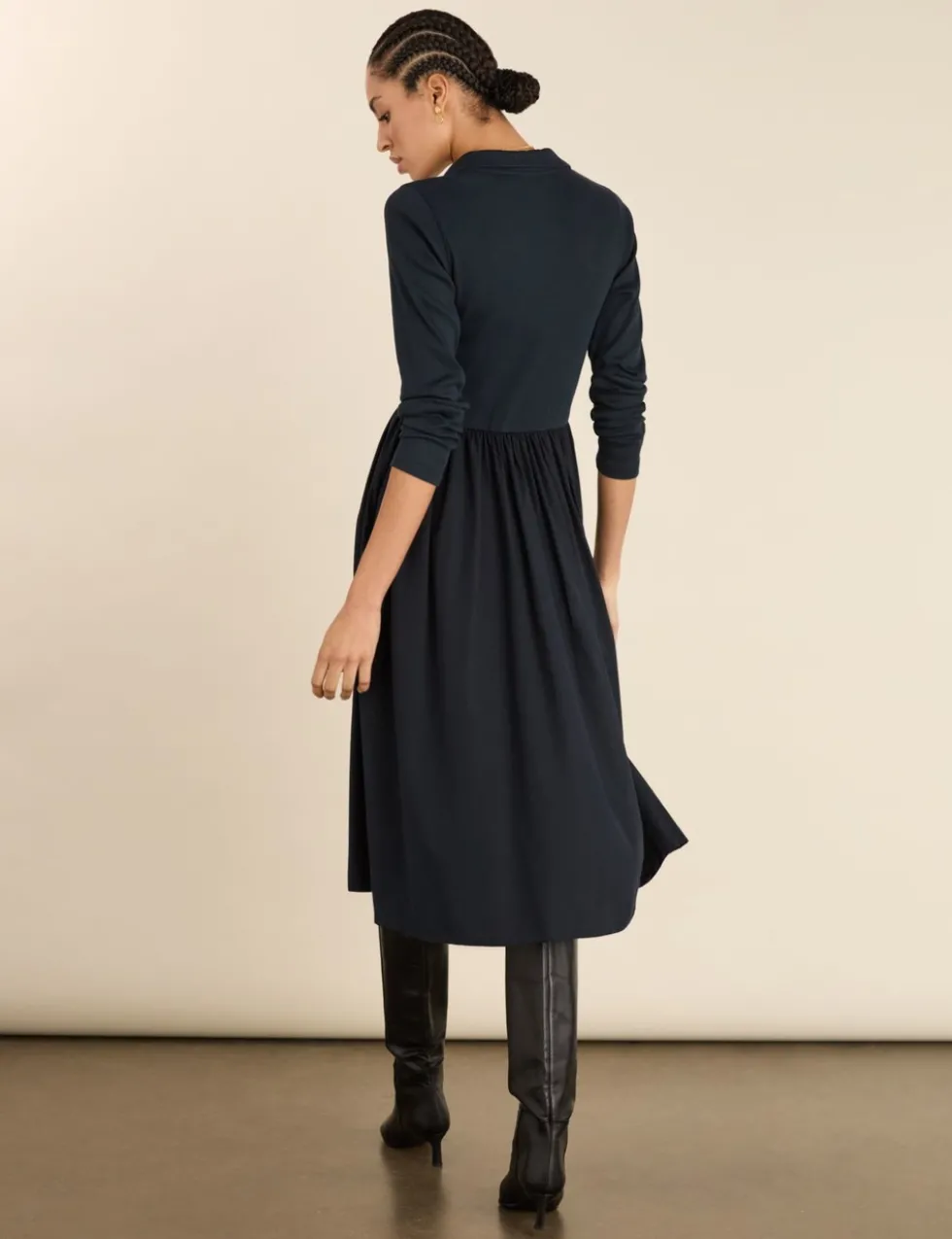 Pure Cotton Midi Waisted Dress