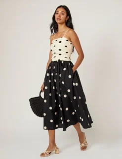 Pure Cotton Midi Waisted Dress