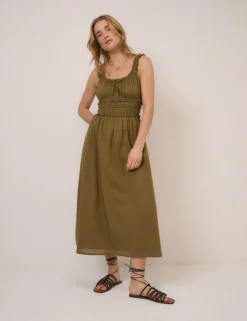 Pure Cotton Midi Waisted Dress