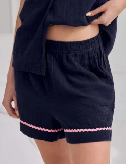 Pure Cotton Moon Embroidery Ric Rac Shortie Set