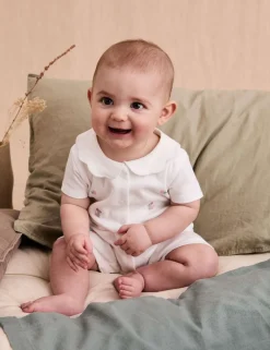 Pure Cotton Mouse Embroidered Sleepsuit (0-12 Mths)