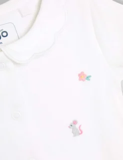 Pure Cotton Mouse Embroidered Sleepsuit (0-12 Mths)