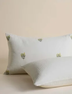 Pure Cotton Muslin Floral Sprig Bedding Set