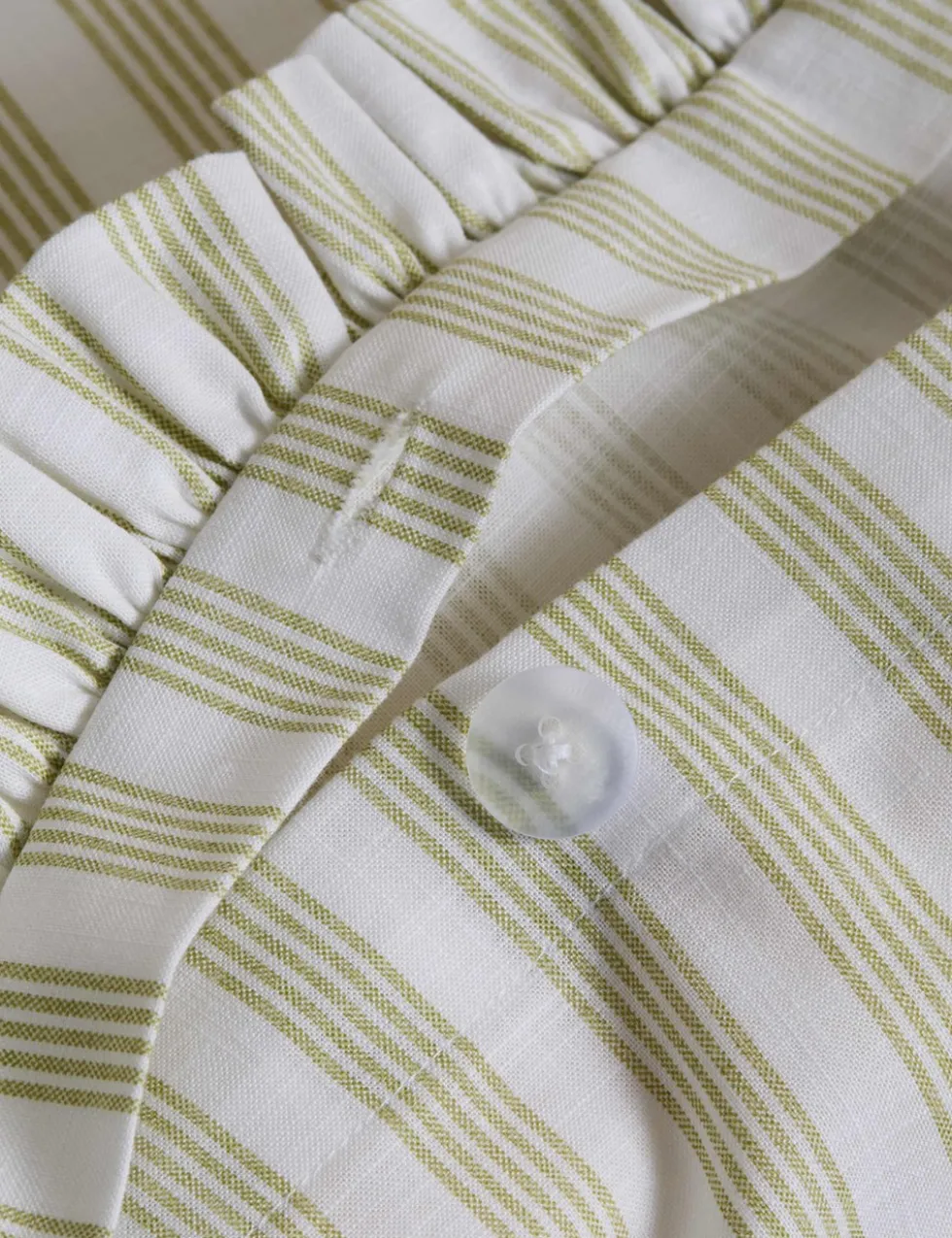 Pure Cotton Narrow Stripe Ruffle Bedding Set