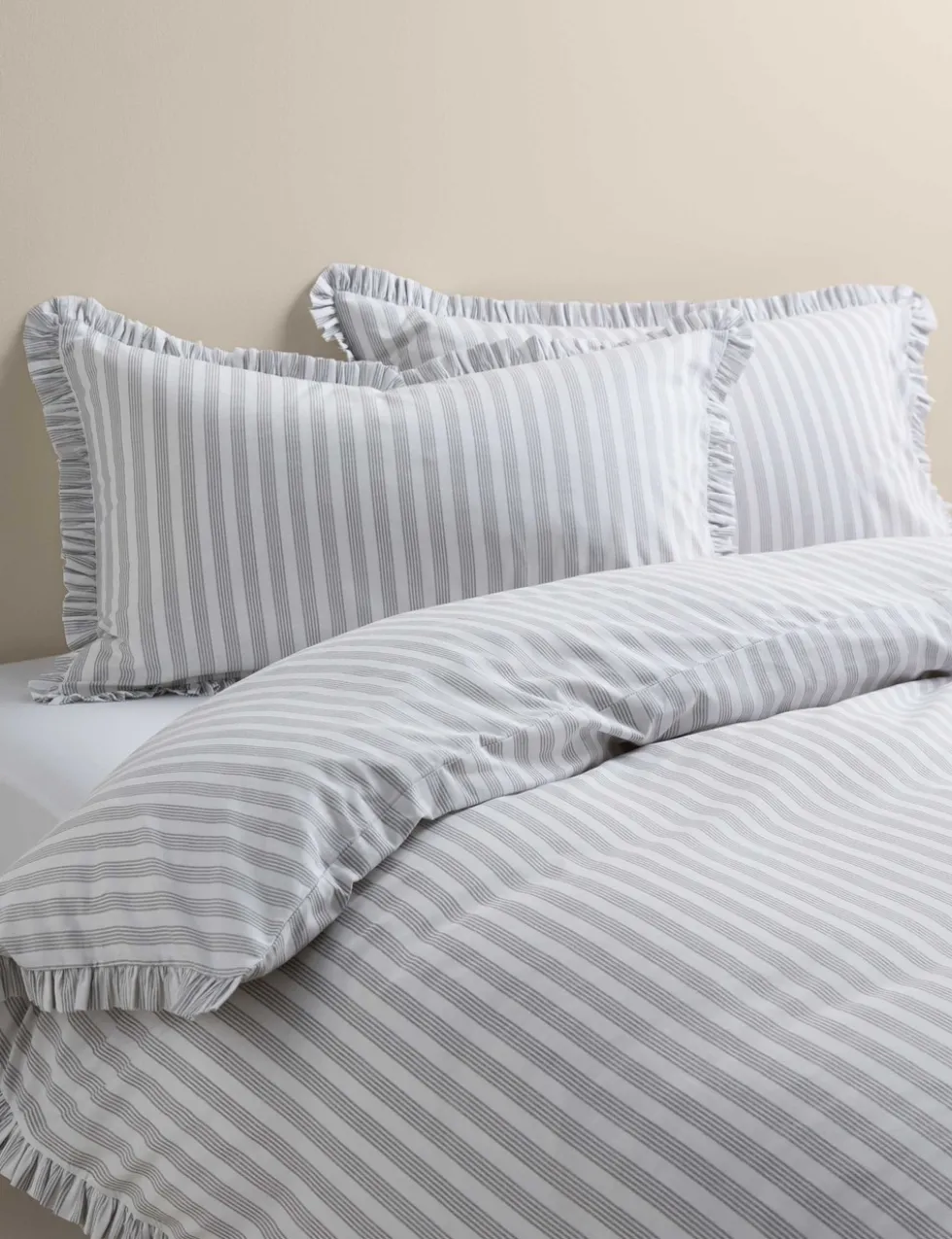 Pure Cotton Narrow Stripe Ruffle Bedding Set