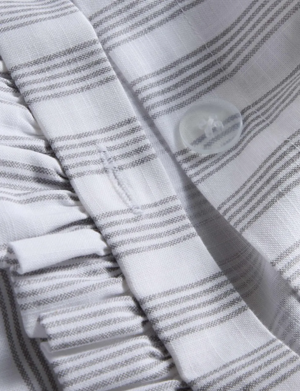 Pure Cotton Narrow Stripe Ruffle Bedding Set