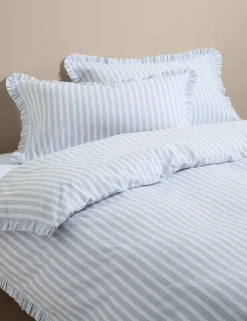 Pure Cotton Narrow Stripe Ruffle Bedding Set