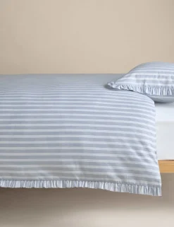 Pure Cotton Narrow Stripe Ruffle Bedding Set