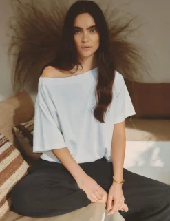 Pure Cotton Off The Shoulder T-Shirt