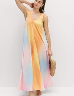 Pure Cotton Ombre Scoop Neck Volume Dress