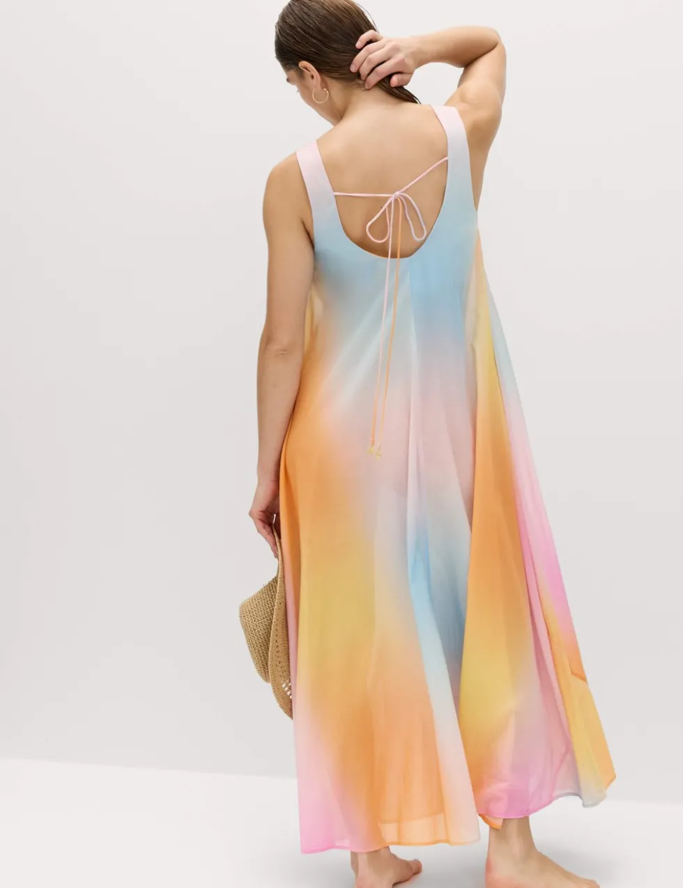 Pure Cotton Ombre Scoop Neck Volume Dress