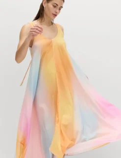 Pure Cotton Ombre Scoop Neck Volume Dress
