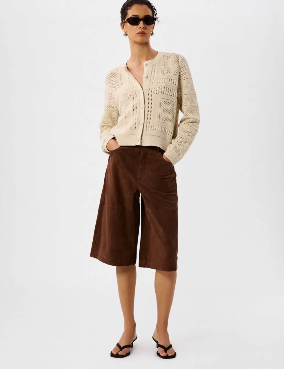 Pure Cotton Open Knit Button Front Cardigan