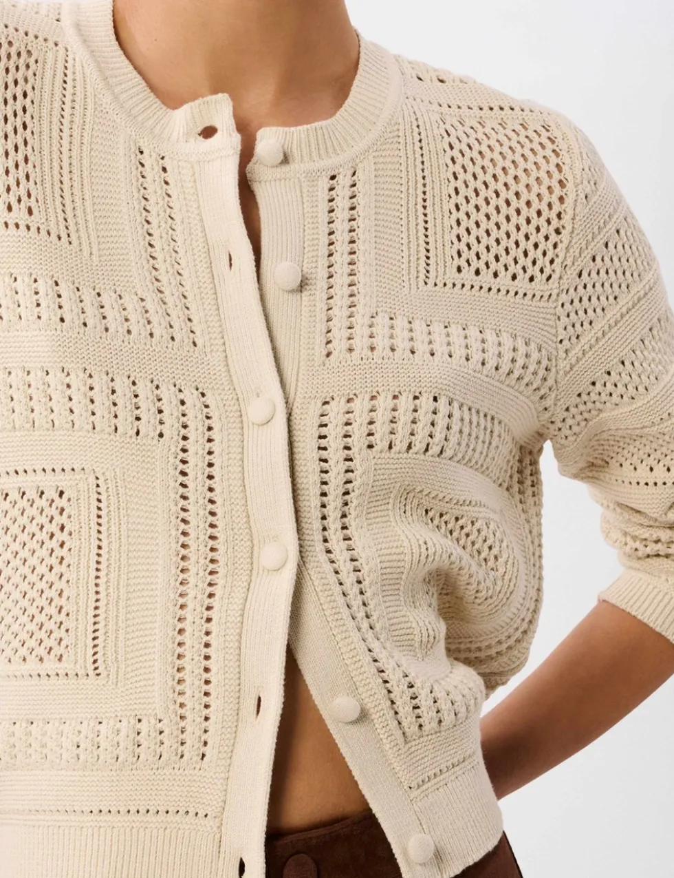 Pure Cotton Open Knit Button Front Cardigan
