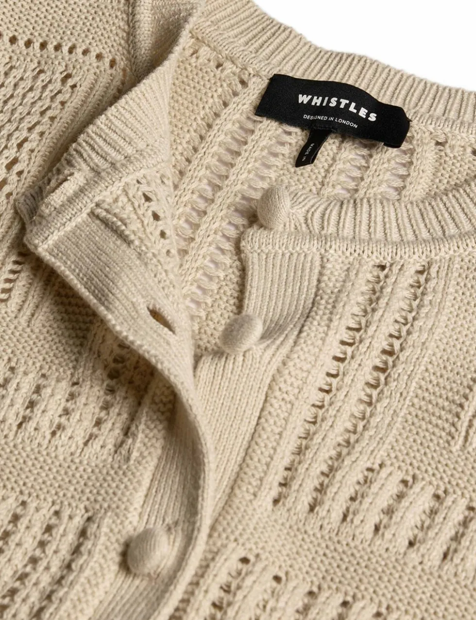 Pure Cotton Open Knit Button Front Cardigan
