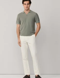 Pure Cotton Open Neck Knitted Polo Shirt