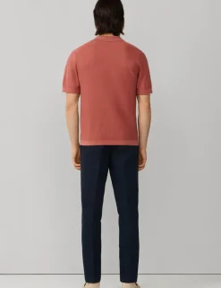 Pure Cotton Open Neck Knitted Polo Shirt