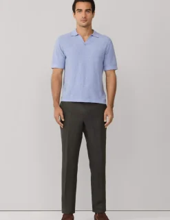 Pure Cotton Open Neck Knitted Polo Shirt