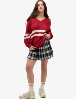 Pure Cotton Oversized Striped V-Neck Jumper