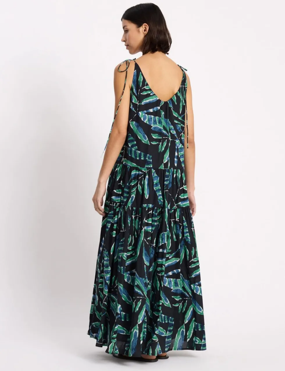 Pure Cotton Painterly Palm Maxi Dress