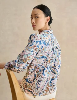 Pure Cotton Paisley High Neck Blouse