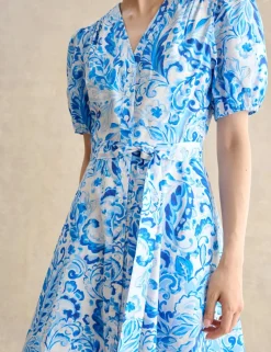 Pure Cotton Paisley V-Neck Midi Dress