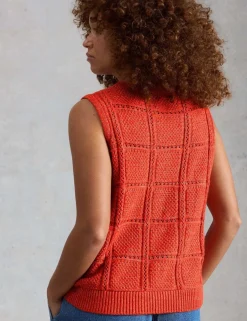 Pure Cotton Patterned Knitted Waistcoat