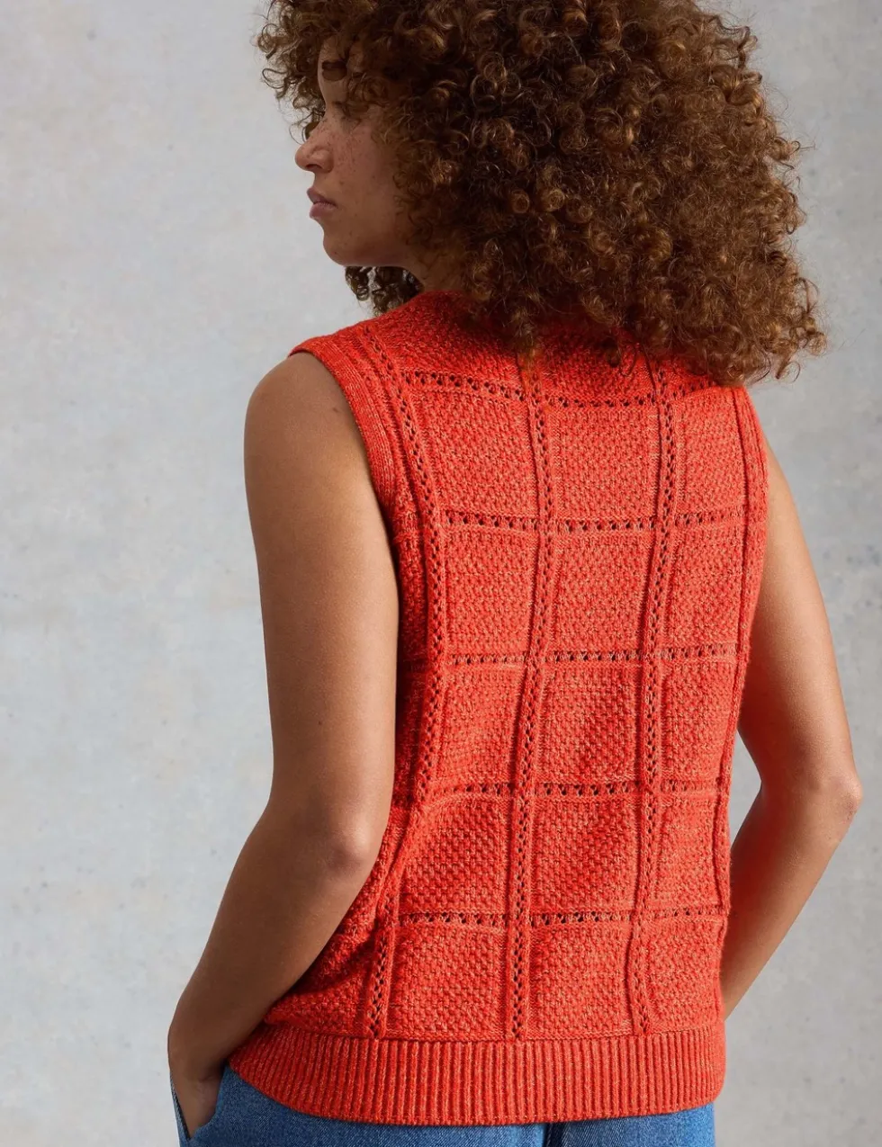 Pure Cotton Patterned Knitted Waistcoat