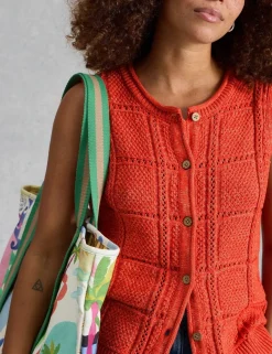 Pure Cotton Patterned Knitted Waistcoat
