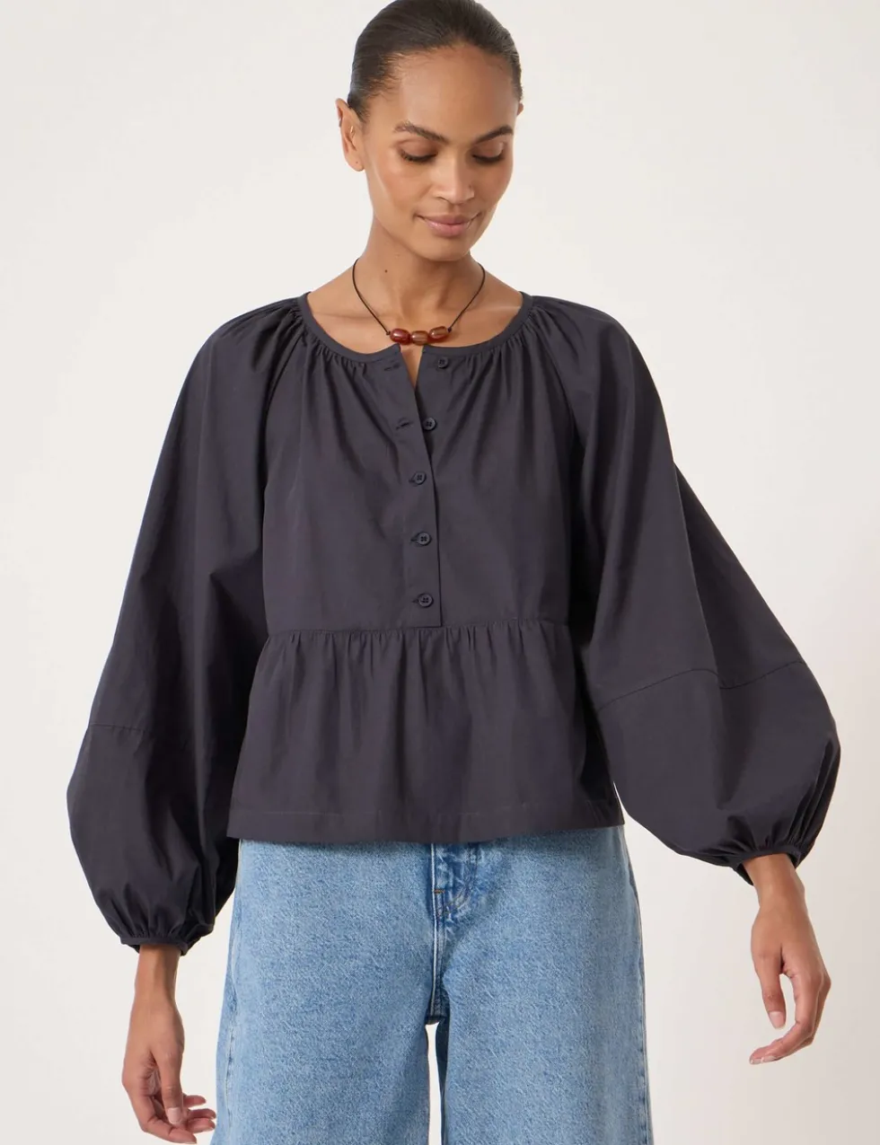 Pure Cotton Peplum Blouse