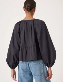 Pure Cotton Peplum Blouse