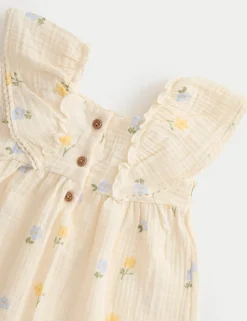 Pure Cotton Peter Rabbit™ Floral Romper (0 Mths-3 Yrs)