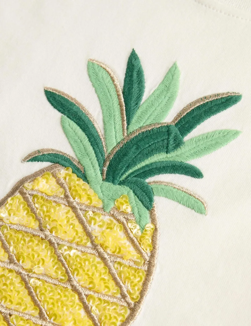 Pure Cotton Pineapple Sequin Top (2-10 Yrs)