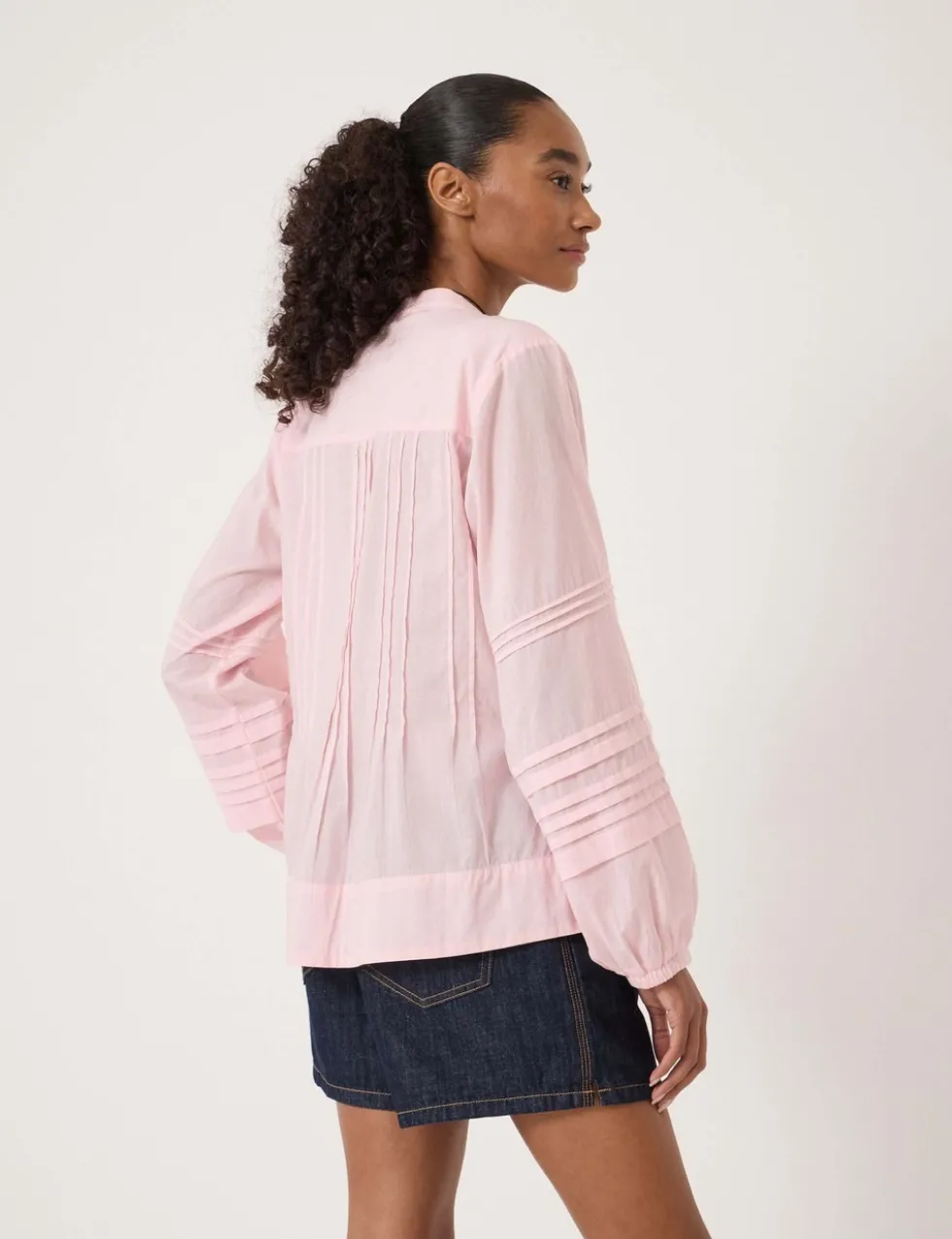 Pure Cotton Pintuck Detail Blouse