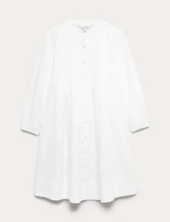 Pure Cotton Pintuck Mini Relaxed Dress
