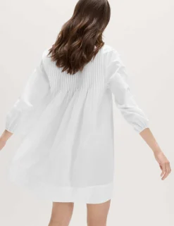 Pure Cotton Pintuck Mini Relaxed Dress