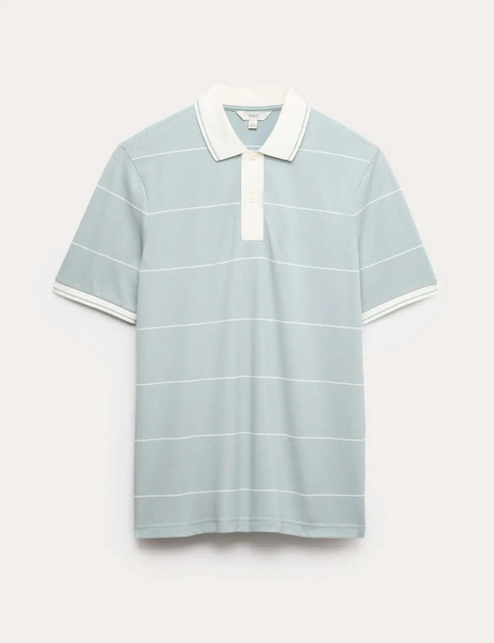 Pure Cotton Pique Striped Polo Shirt