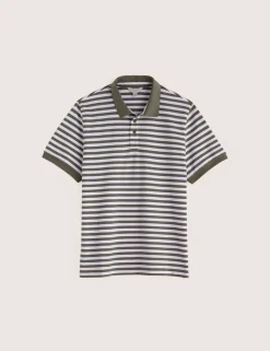 Pure Cotton Pique Striped Polo Shirt