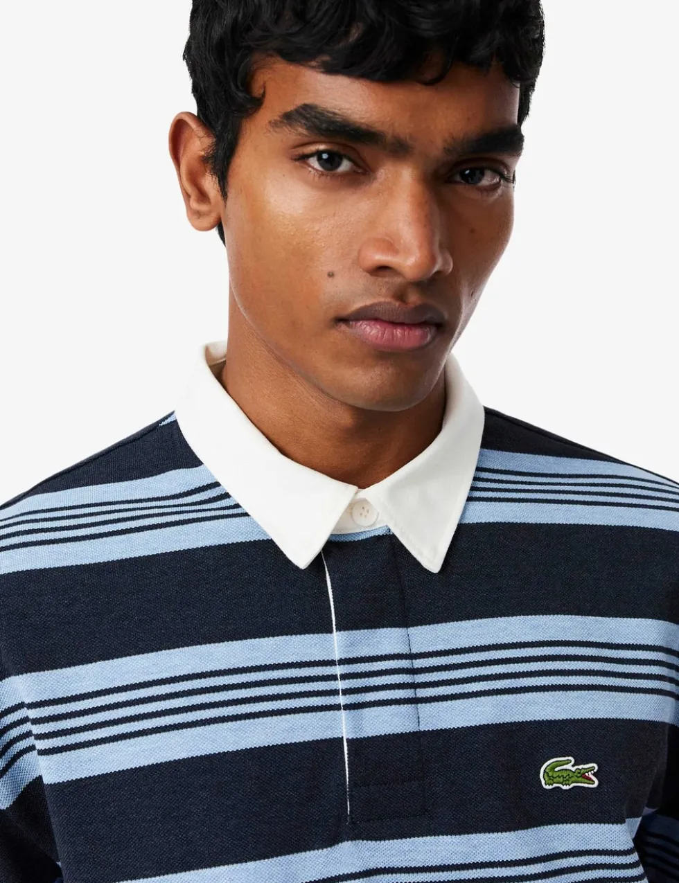 Pure Cotton Pique Striped Rugby Shirt