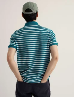 Pure Cotton Pique Striped Polo Shirt