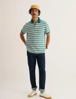 Pure Cotton Pique Striped Polo Shirt