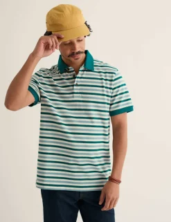 Pure Cotton Pique Striped Polo Shirt