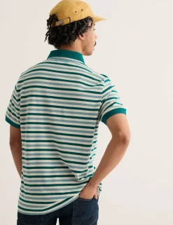 Pure Cotton Pique Striped Polo Shirt