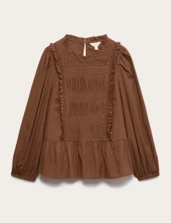 Pure Cotton Pleat Front Blouse