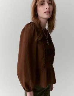 Pure Cotton Pleat Front Blouse