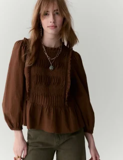 Pure Cotton Pleat Front Blouse
