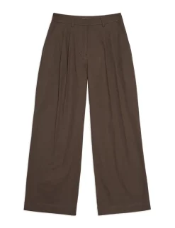 Pure Cotton Pleat Front Wide Leg Trousers