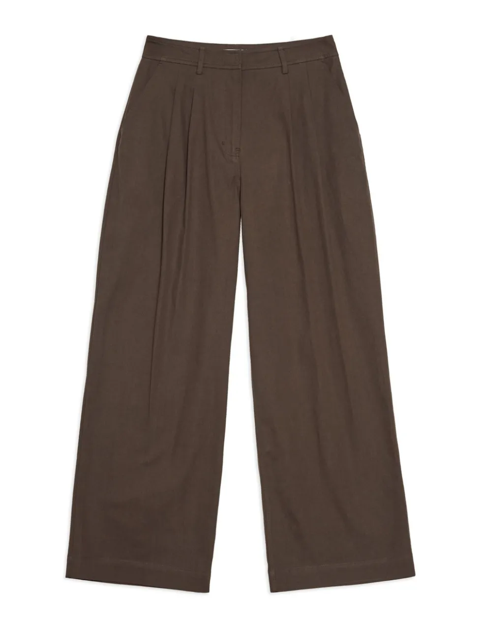 Pure Cotton Pleat Front Wide Leg Trousers