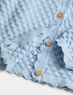 Pure Cotton Pointelle Cardigan (2-8 Yrs)
